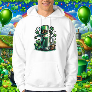 Grönt Beer och Leprechaun Hat Hoodie