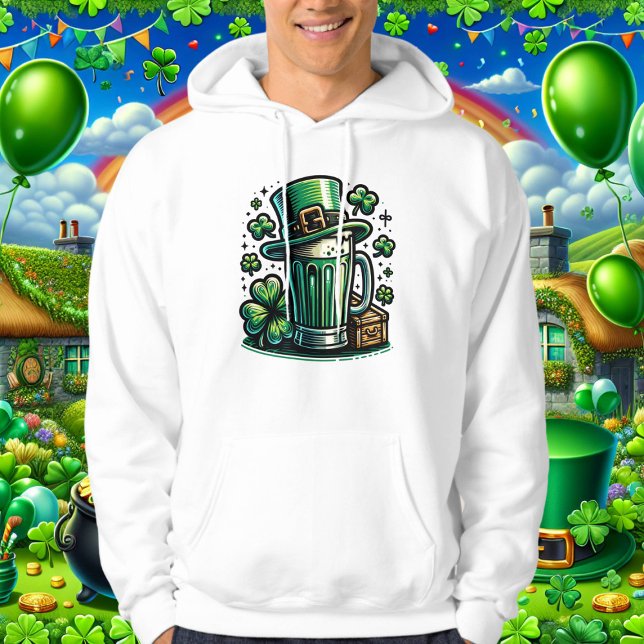 Grönt Beer och Leprechaun Hat Hoodie (Skapare uppladdad)