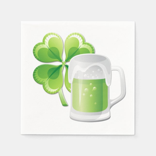 Grönt Beer och Shamrock Pappersservett (Framsidan)
