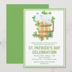 Grönt Beer och Shamrocks St. Patrick's Day Inbjuda