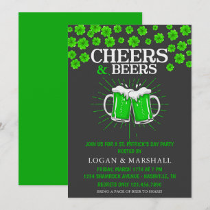 Grönt Beer och Shamrocks St. Patrick's Day Party Inbjudningar
