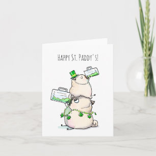 Grönt Beer pug St. Patrick's Day Card Kort