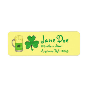 Grönt Beer Shamrock Irish St. Patrick's Day Returadress Etikett