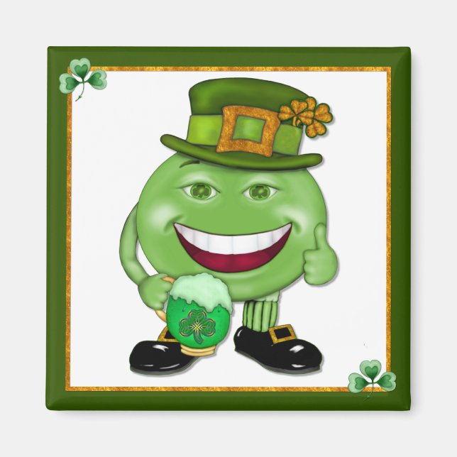Grönt Beer & Shamrocks 2 Magnet (Framsidan)