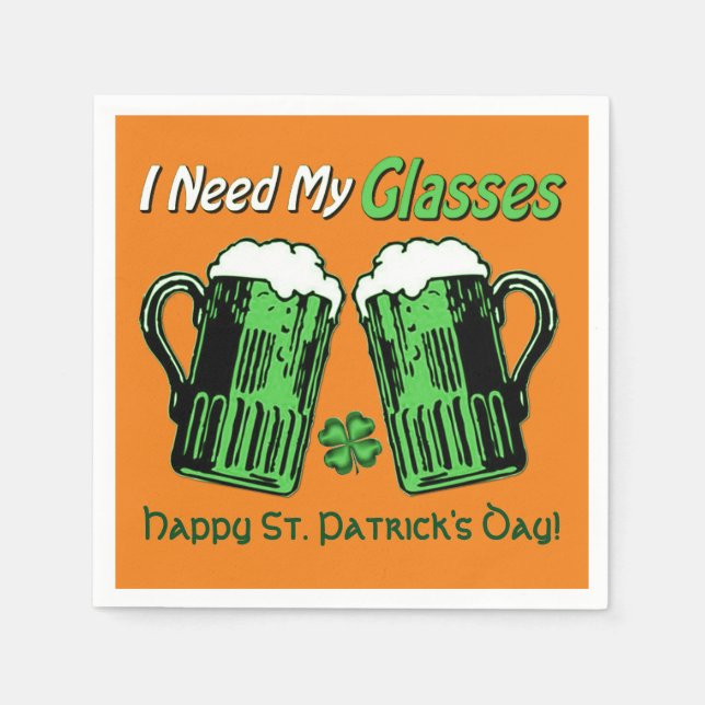 Grönt Beer St. Patrick's Day Orange Napkins Pappersservett (Framsidan)