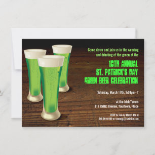 Grönt Beer St patricks day Party-inbjudan Inbjudningar