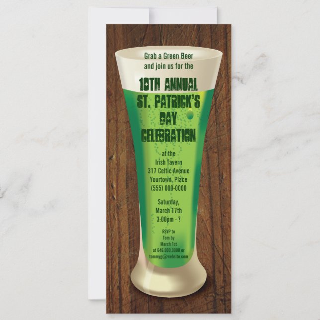 Grönt Beer St patricks day Party Inbjudningar (Framsida)