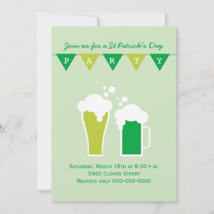Grönt Beer St patrick's day Party Inbjudningar