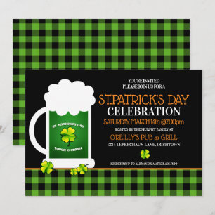 Grönt Beer St. Patricks Day Party-inbjudningar Inbjudningar