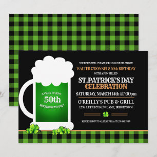 Grönt Beer St. Patricks Day Vuxen Födelsedagsfest Inbjudningar