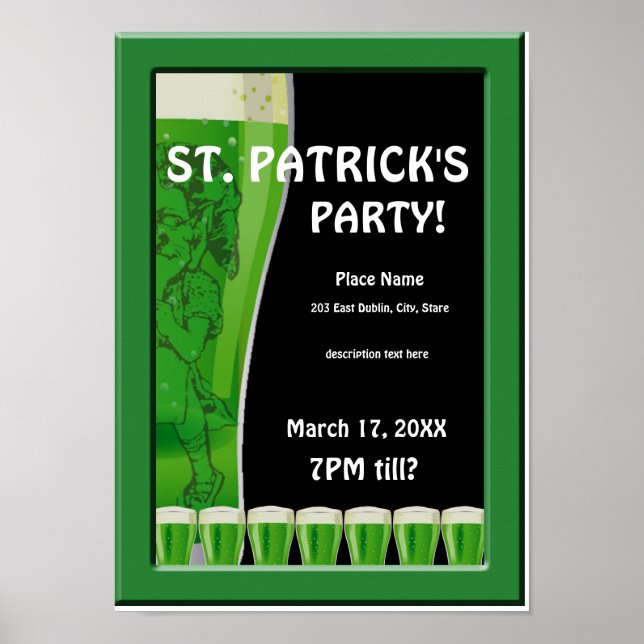 Grönt Beer St Patrick's Party Poster (Framsidan)