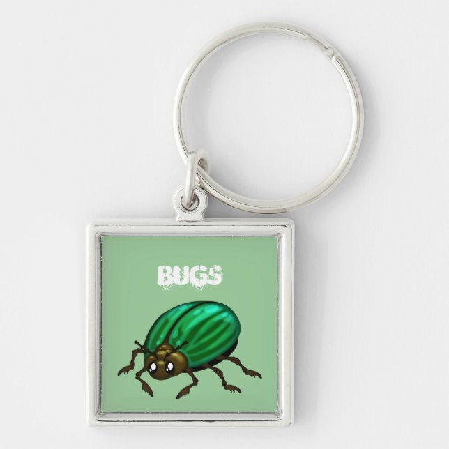 Grönt Beetle Kryp Nyckelringar (Framsidan)