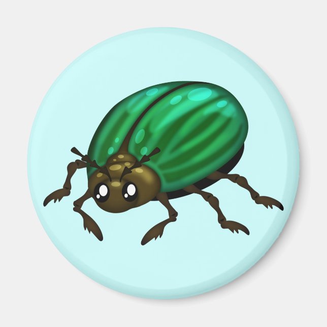 Grönt Beetle Magnet med anpassadets bakgrund (Framsidan)