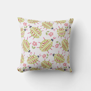 Grönt Beetles Mönster Insekt Älskare Goblincore Kudde