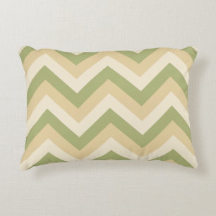 Grönt Beige Bröllop Färger Modern Chevron Mönster Prydnadskudde