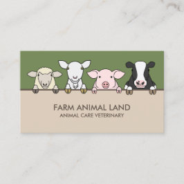 Grönt Beige Farm Animal Vet Cow Sheep Goat Gris Visitkort