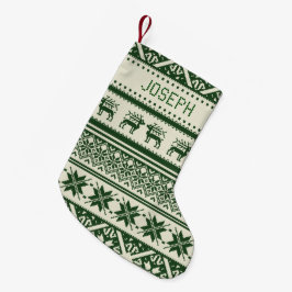 Grönt & beige ful jultröja - ditt namn liten julstrumpa