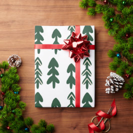 Grönt Beige Handdragen Julwrapping Papper Presentpapper