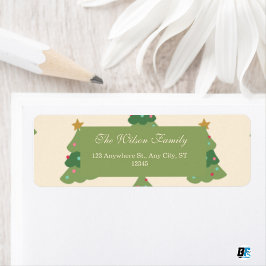 Grönt Beige Modern Julgran Mönster Returadress Etikett