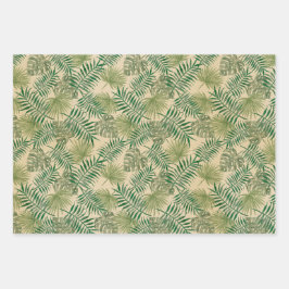 Grönt Beige Sand Tropical Lövs