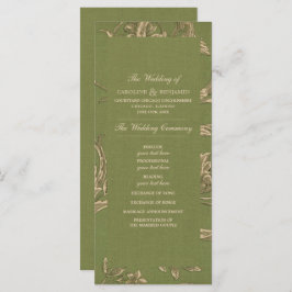 Grönt Beige Vintage Mönster Bröllopsprogram Program