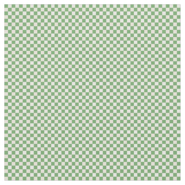 Grönt, Beige & Vitt Rutigt Mönster Tyg (Närbild)