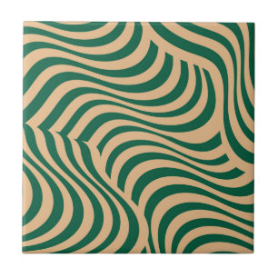 Grönt Beige Zebra Rand Modern minimalistisk Vår Kakelplatta