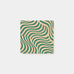 Grönt Beige Zebra Vågigt Rand Modern Vår-sommaren Post-it Block