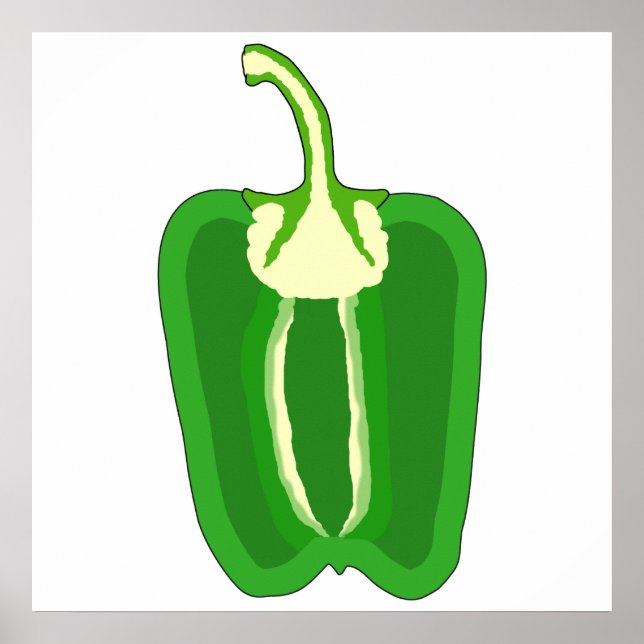 Grönt Bell Pepper. Halverad. Poster (Framsidan)