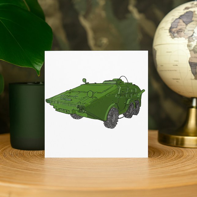 Grönt bepansrat militärfordon inbjudningar (Skapare uppladdad)