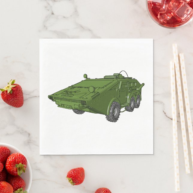 Grönt bepansrat militärfordon pappersservett (Skapare uppladdad)