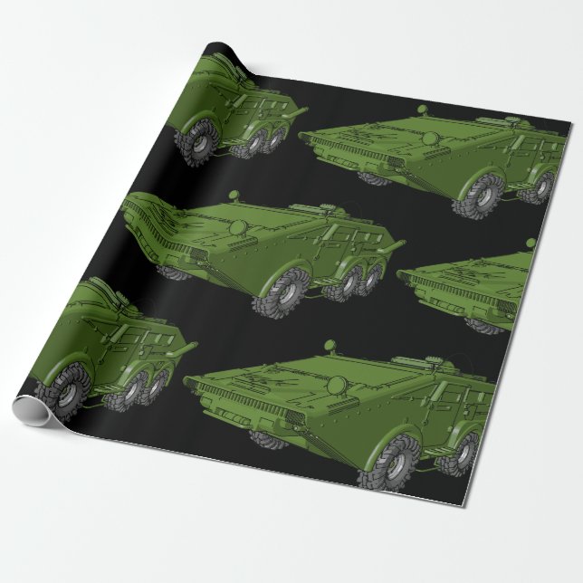 Grönt bepansrat militärfordon presentpapper (Utrullad)