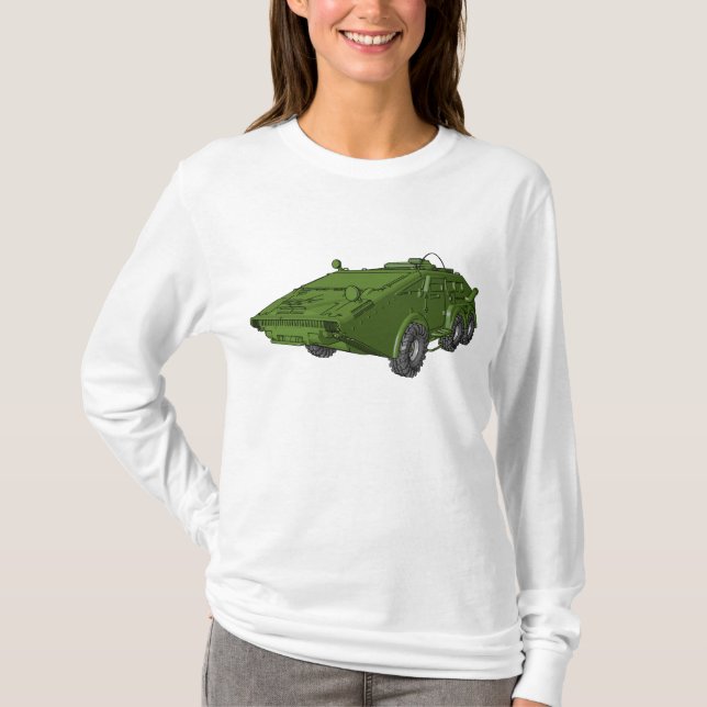 Grönt bepansrat militärfordon t shirt (Framsida)
