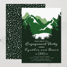 Grönt bergsberg, barrträd bröllop förlovningsfest inbjudningar