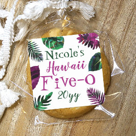 Grönt, Berry Rosa Lövs Hawaii 5-0 50:e födelsedage Fyrkantigt Klistermärke