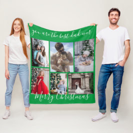 Grönt Best Pappa någonsin God jul Photo Collage Fleecefilt