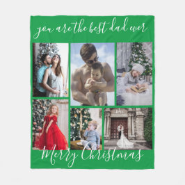 Grönt Best Pappa någonsin God jul Photo Collage Fleecefilt