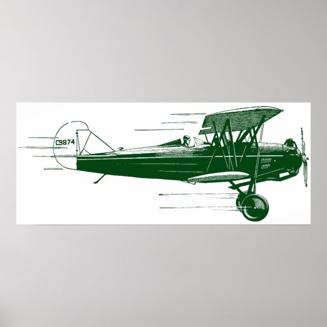 Grönt Bi Flygplan Poster (Framsidan)