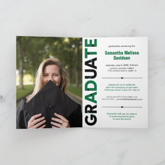 Grönt Big Bold Vinkel-cut Brev Studenten Inbjudan