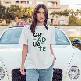 Grönt Big Bold Vinkel-cut Brev Studenten T Shirt