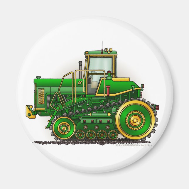 Grönt Big Dozer Tractor Magnets Magnet (Framsidan)