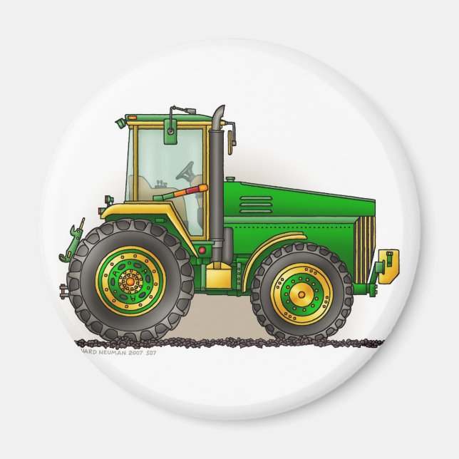 Grönt Big Tractor Magnets Magnet (Framsidan)