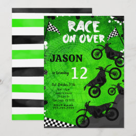 Grönt Bike Birthday-inbjudan Inbjudningar