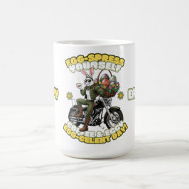 Grönt Biker Bunny Påsk Coffee Mugg