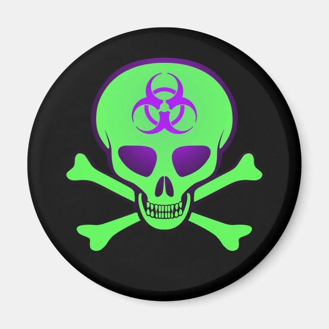 Grönt Biohazard Skull Magnet (Framsidan)