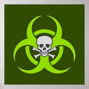 Grönt Biohazard Skull Poster