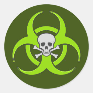 Grönt Biohazard Skull Runt Klistermärke