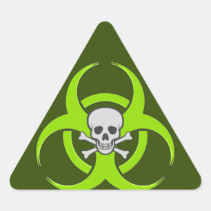 Grönt Biohazard Skull Triangelformat Klistermärke