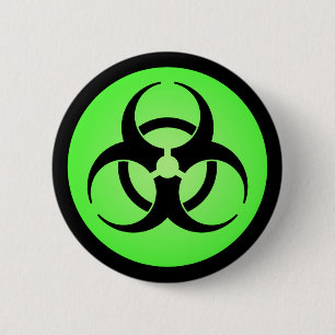Grönt Biohazard Symbol Knapp