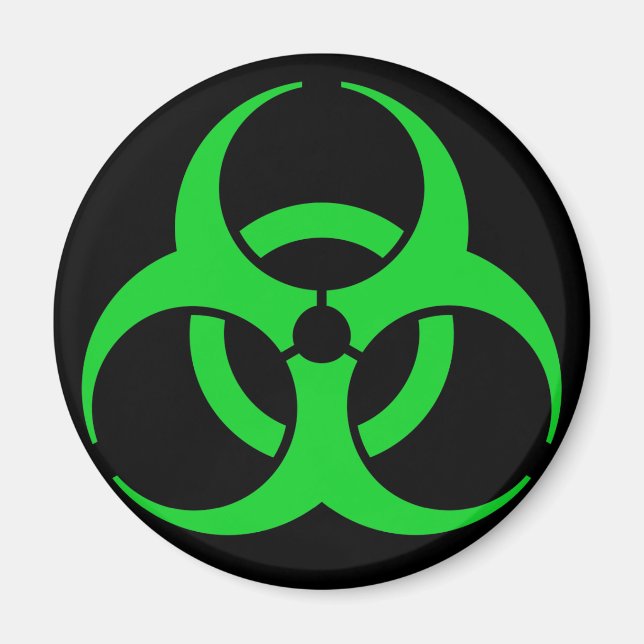 Grönt Biohazard Symbol Magnet (Framsidan)